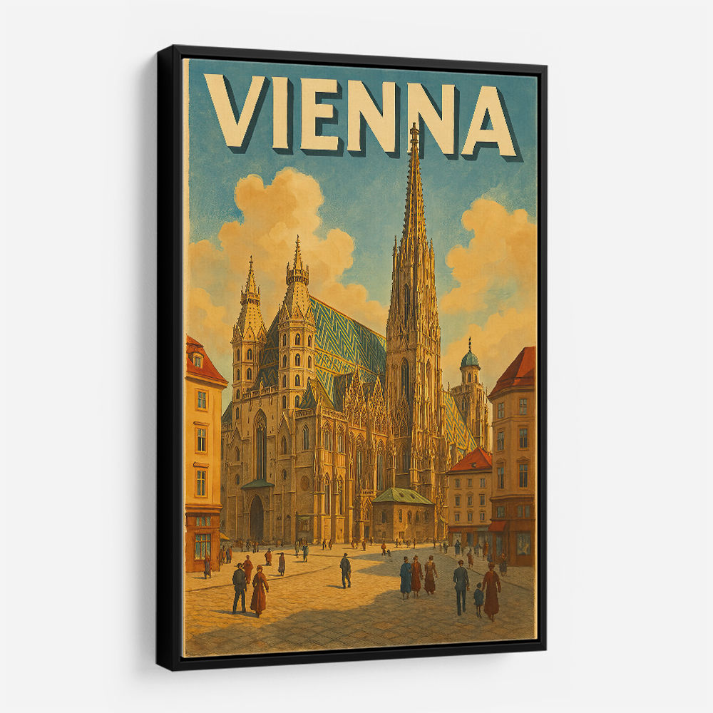 Vienna Travel Poster Featuring St. Stephen’s Cathedral Wall Art