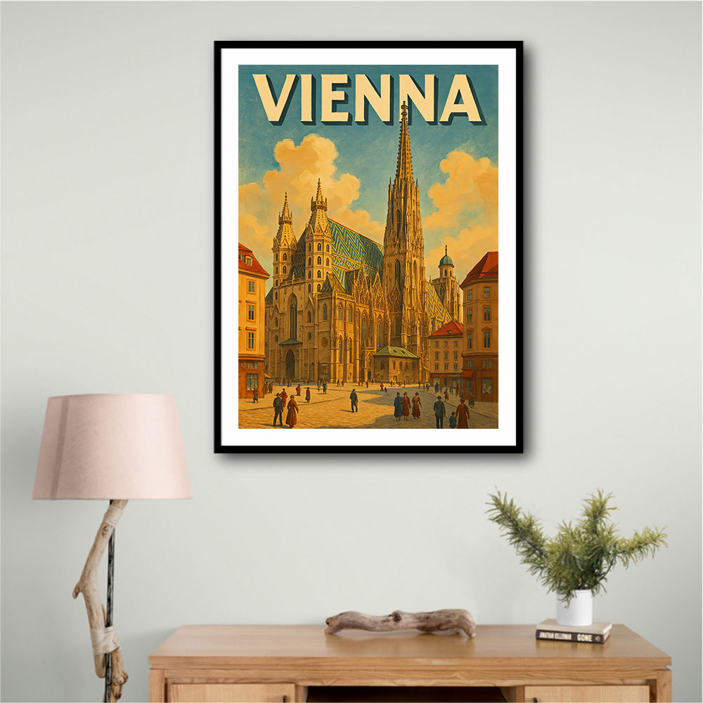Vienna Travel Poster Featuring St. Stephen’s Cathedral Wall Art