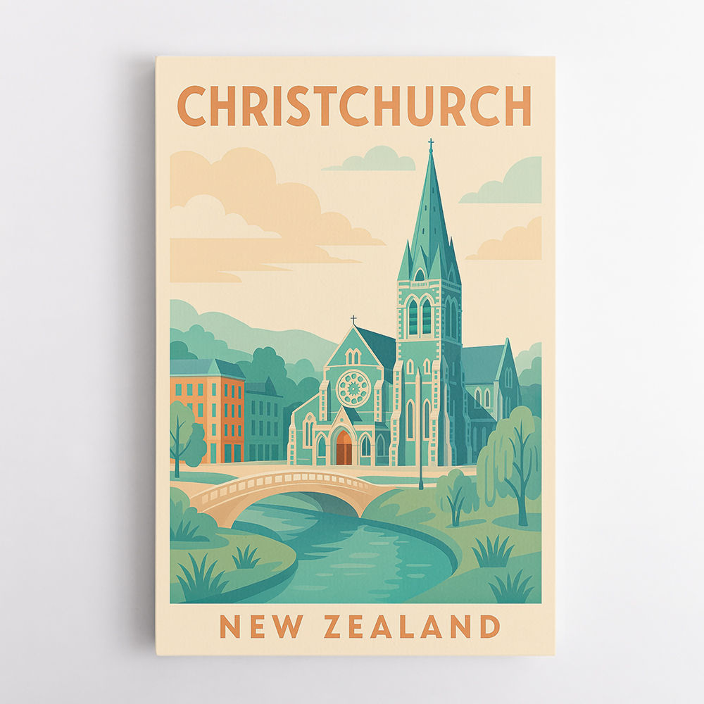 Christchurch Travel Poster 1 Wall Art