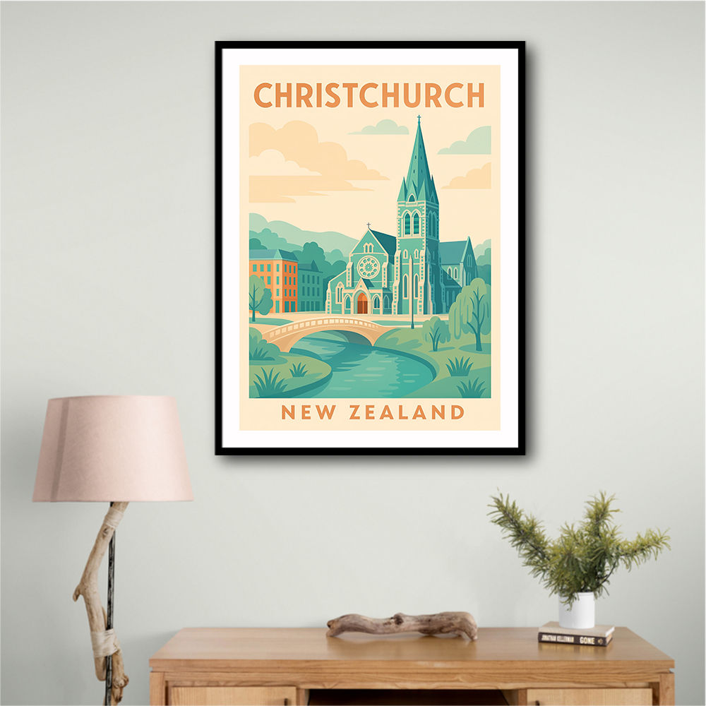 Christchurch Travel Poster 1 Wall Art