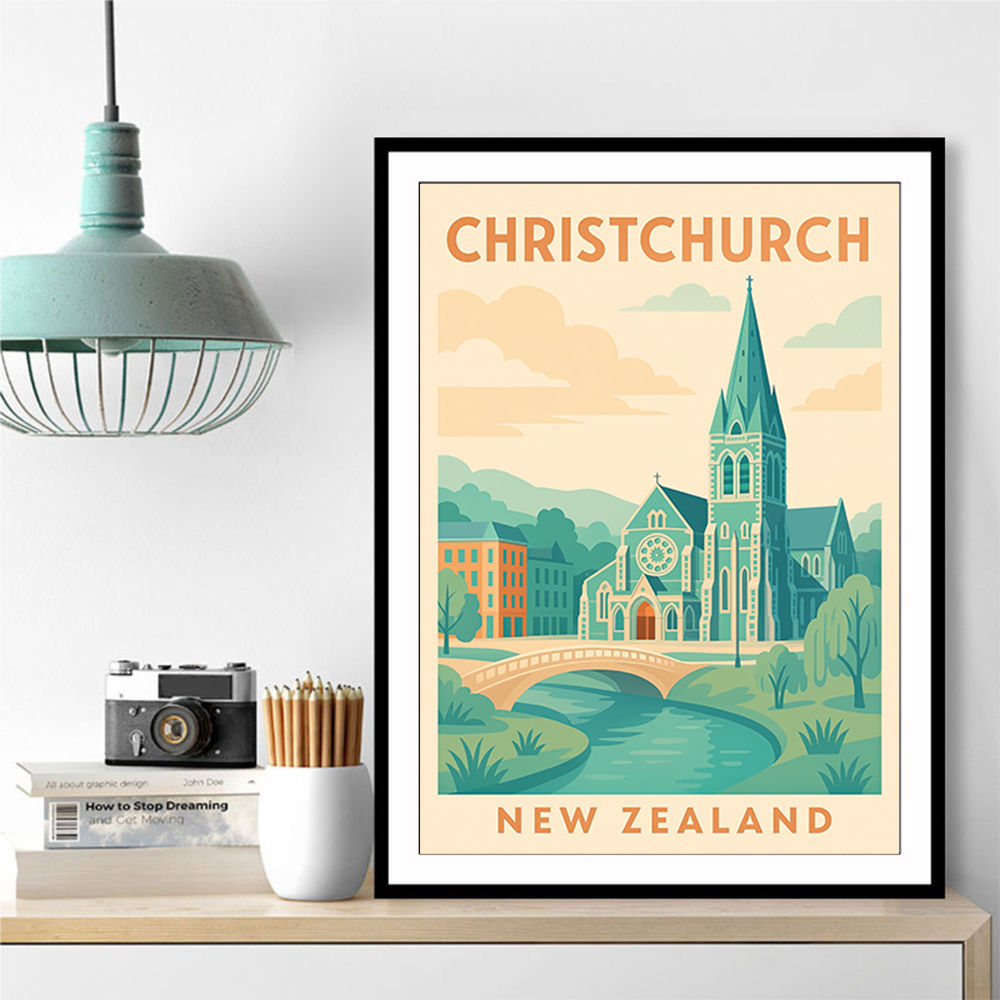 Christchurch Travel Poster 1 Wall Art