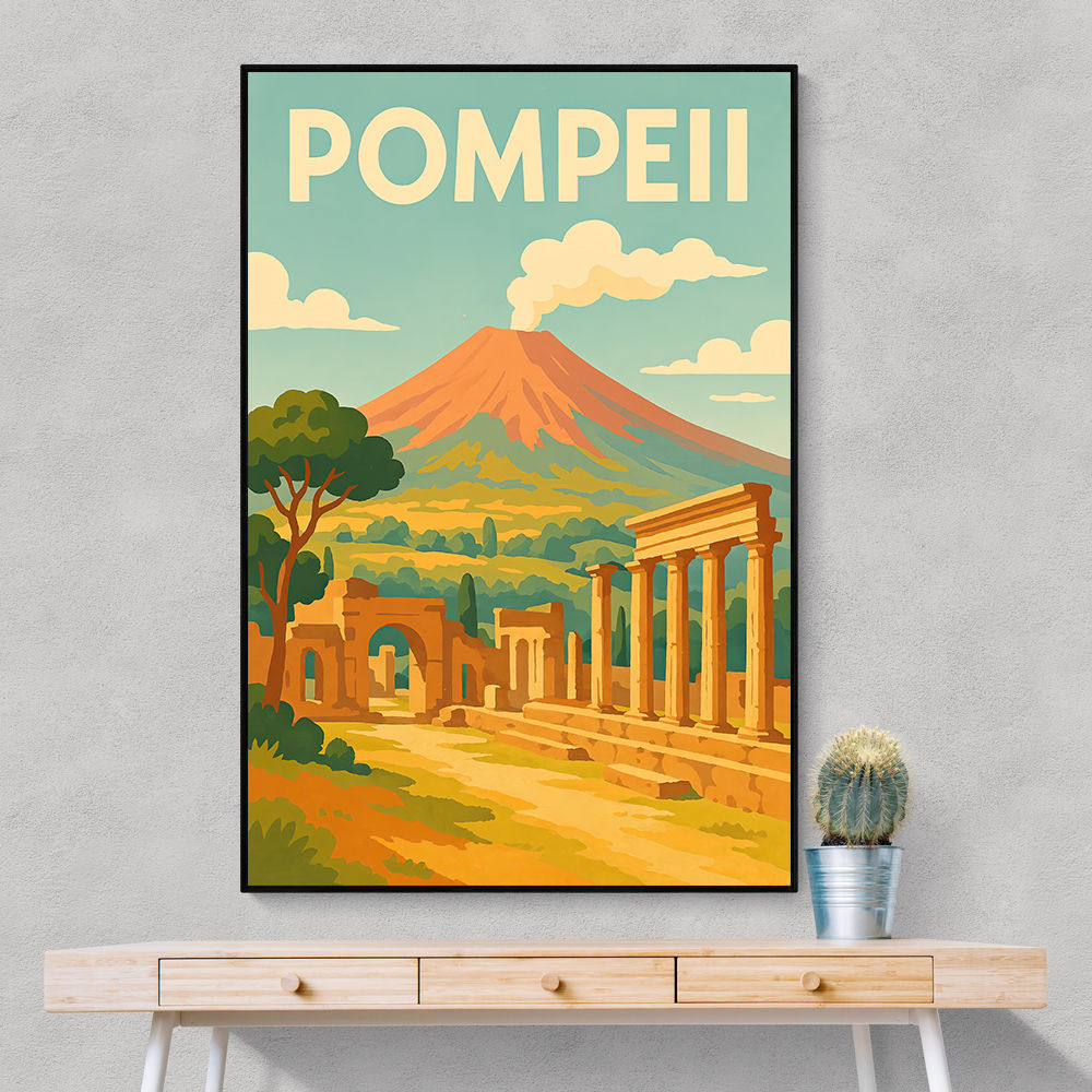 Pompeii Modern Travel Poster Wall Art