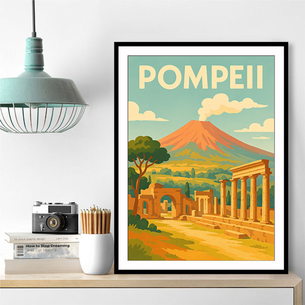 Pompeii Modern Travel Poster Wall Art
