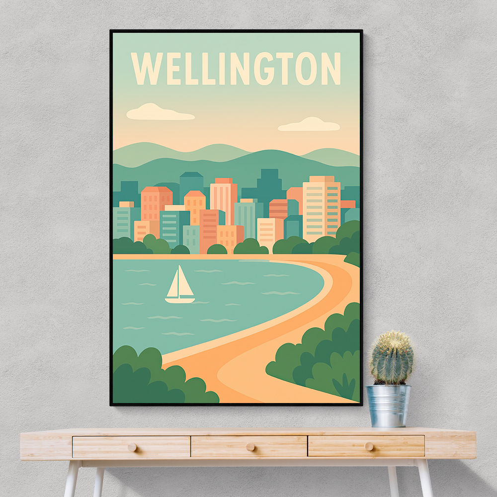 Wellington Modern Travel Poster Wall Art