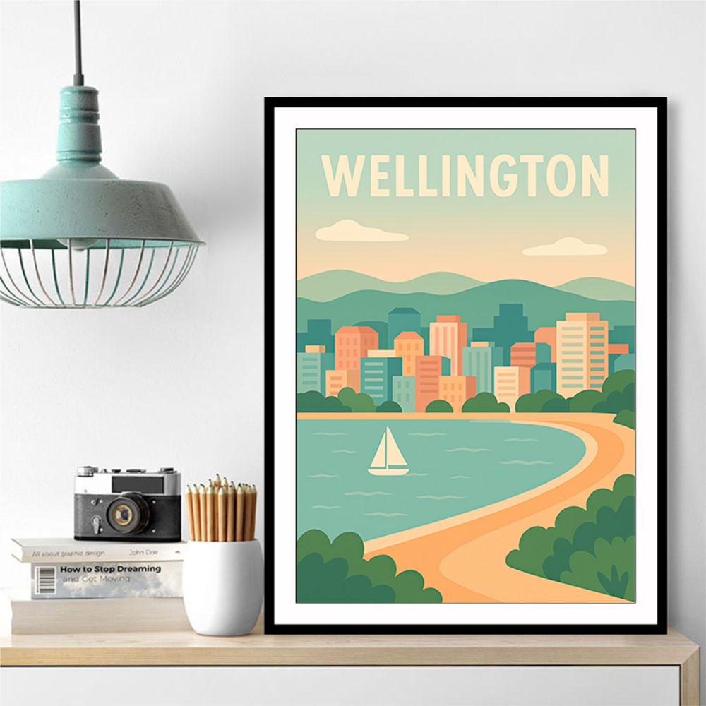 Wellington Modern Travel Poster Wall Art