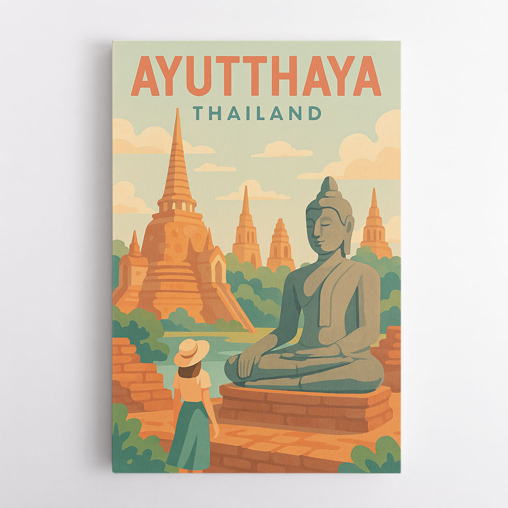Ayutthaya Thailand Travel Poster 1 Wall Art