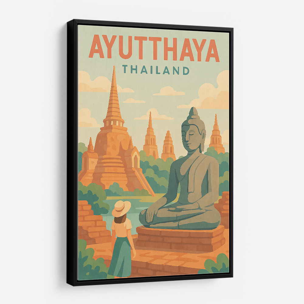 Ayutthaya Thailand Travel Poster 1 Wall Art