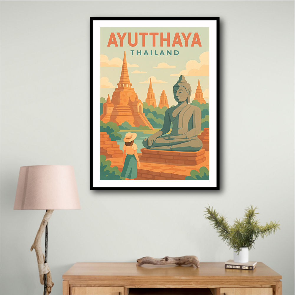 Ayutthaya Thailand Travel Poster 1 Wall Art