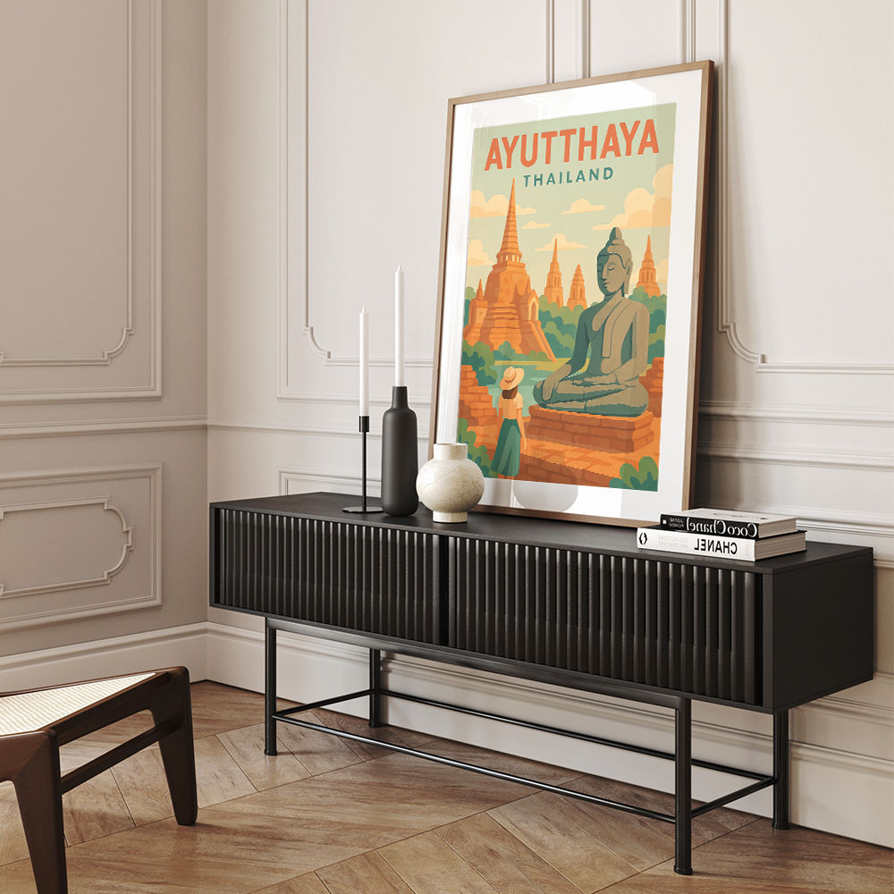 Ayutthaya Thailand Travel Poster 1 Wall Art