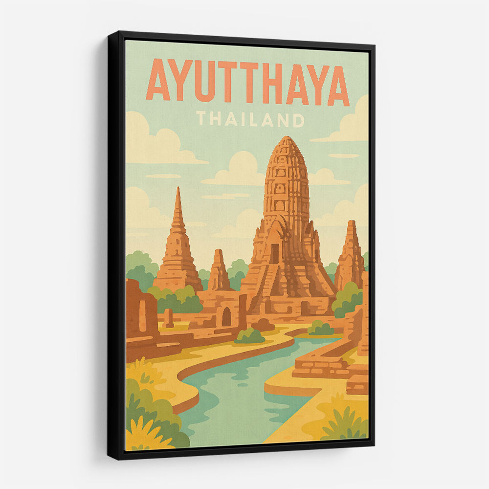 Ayutthaya Thailand Travel Poster Wall Art