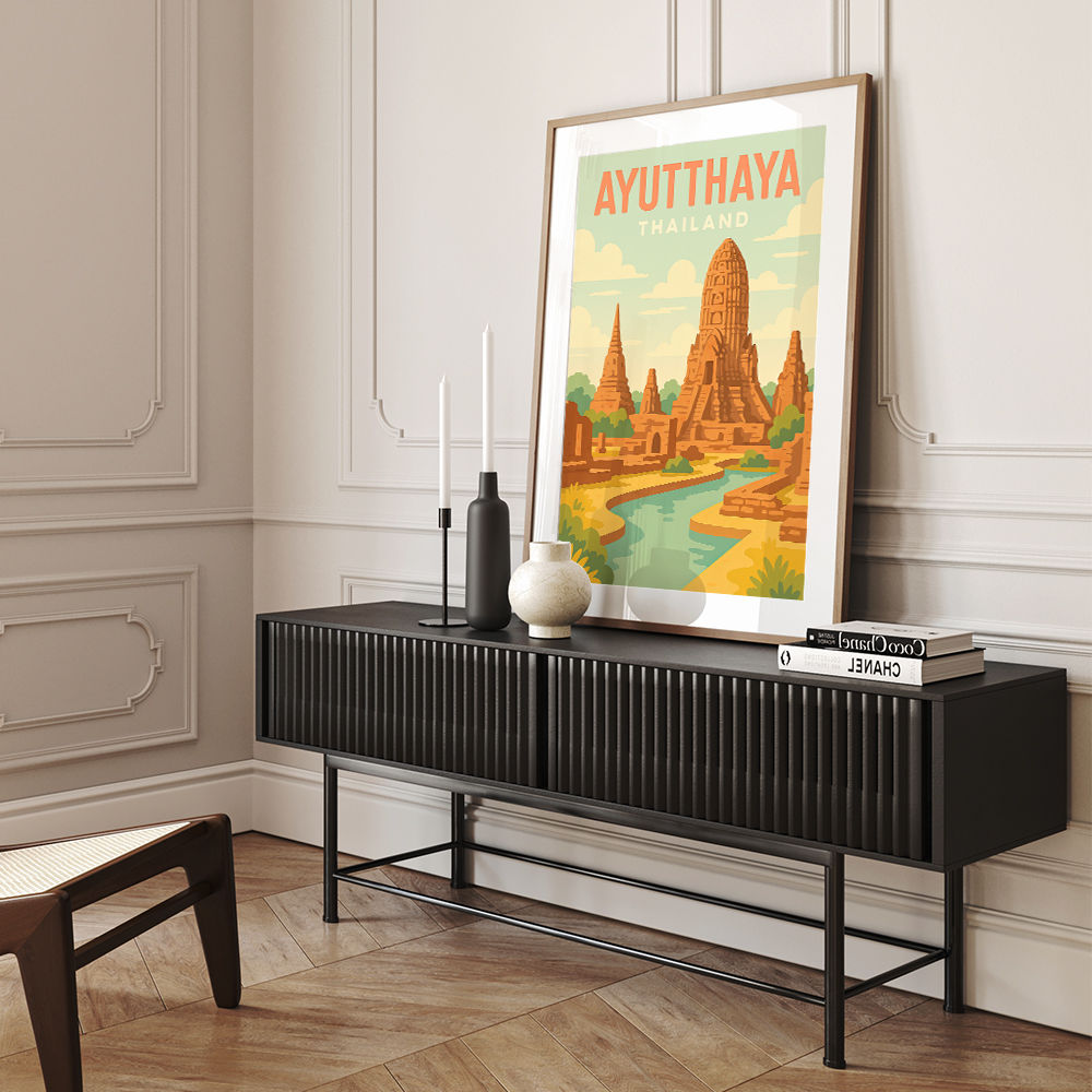 Ayutthaya Thailand Travel Poster Wall Art