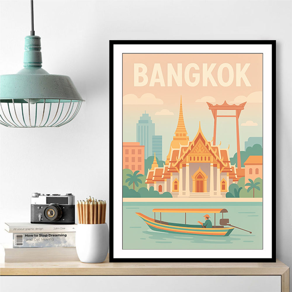 Bangkok Travel Poster 1 Wall Art