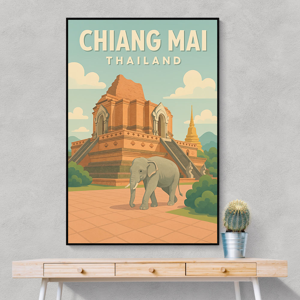 Chiang Mai Thailand Travel Poster Wall Art