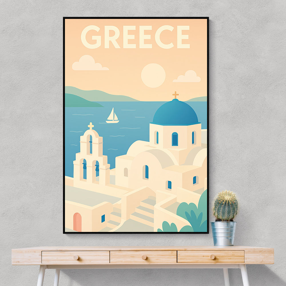 Greece Travel Poster Simple 1 Wall Art