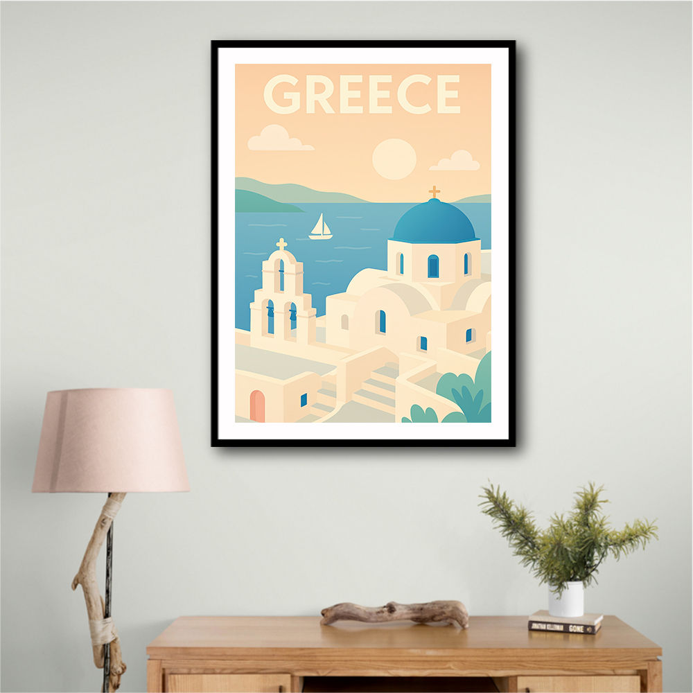 Greece Travel Poster Simple 1 Wall Art