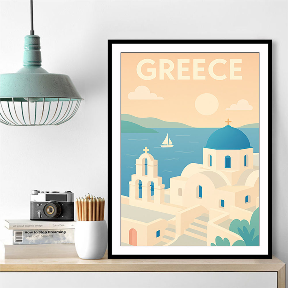 Greece Travel Poster Simple 1 Wall Art