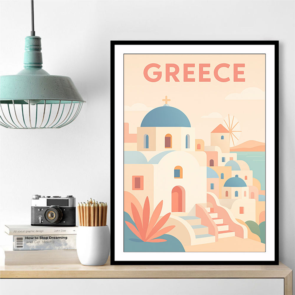 Greece Travel Poster Simple Wall Art