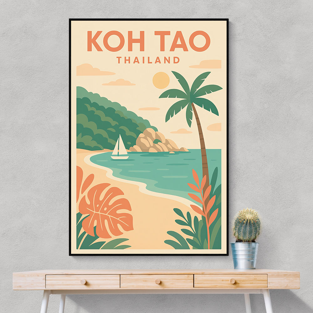 Koh Tao Thailand Travel Poster  Wall Art