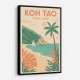 Koh Tao Thailand Travel Poster  Wall Art