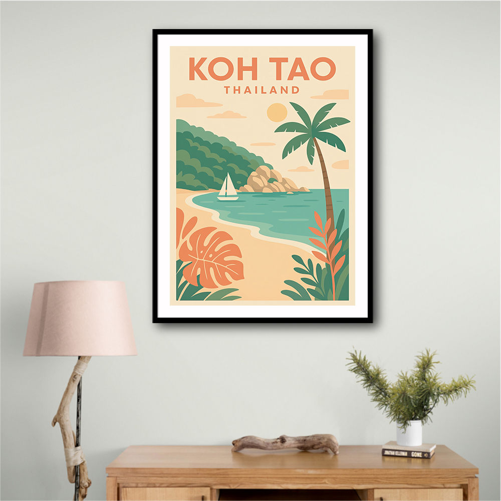 Koh Tao Thailand Travel Poster  Wall Art