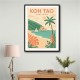 Koh Tao Thailand Travel Poster  Wall Art