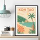 Koh Tao Thailand Travel Poster  Wall Art