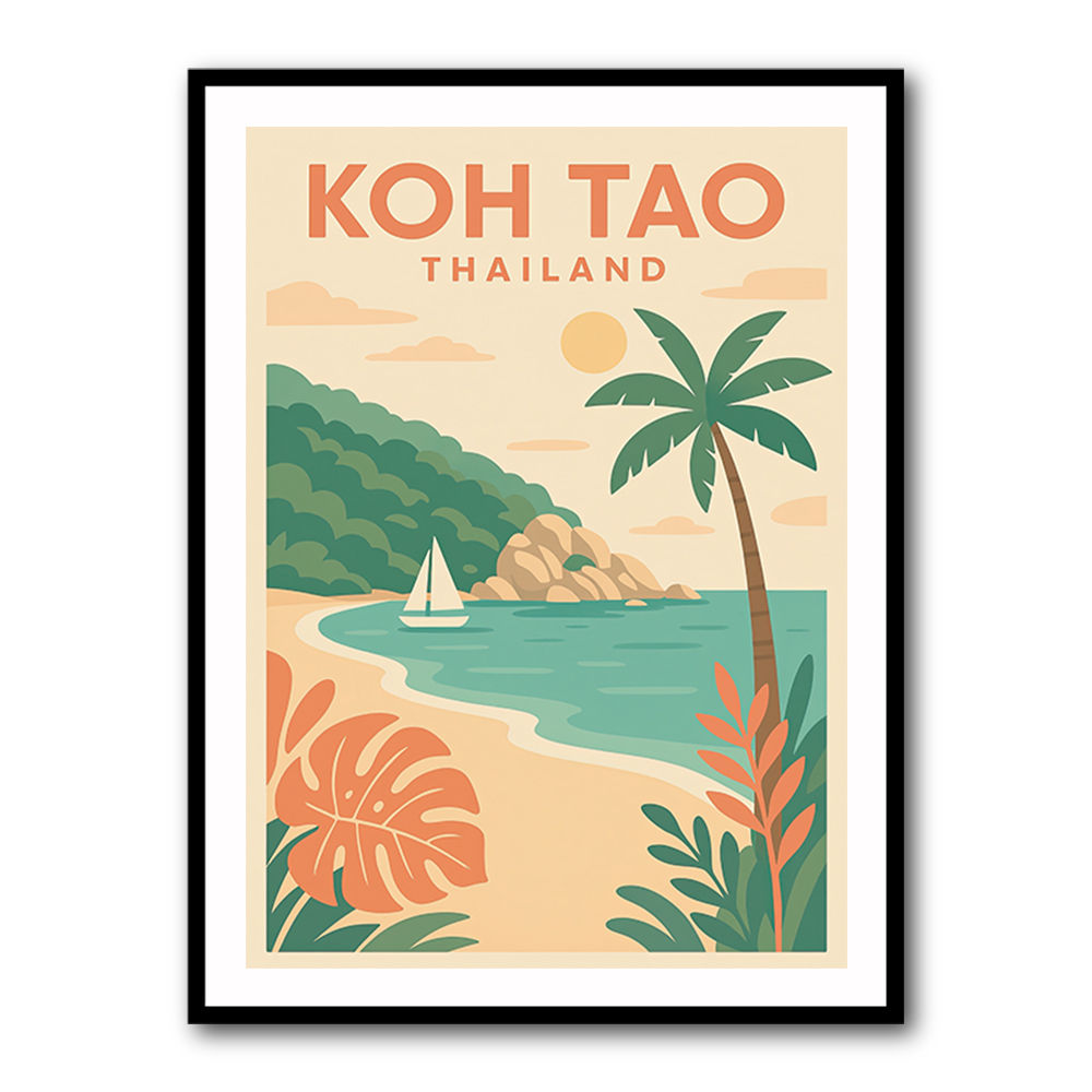 Koh Tao Thailand Travel Poster  Wall Art