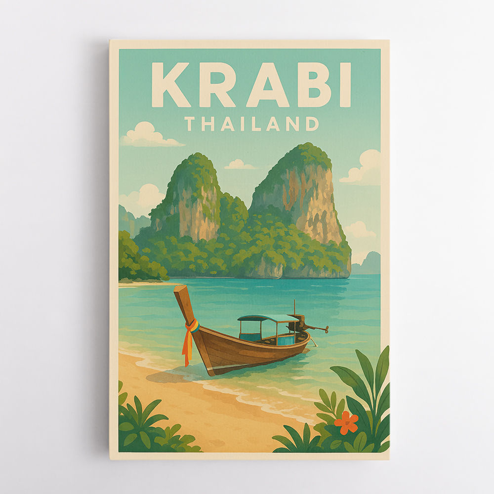 Krabi Thailand Travel Poster 1  Wall Art