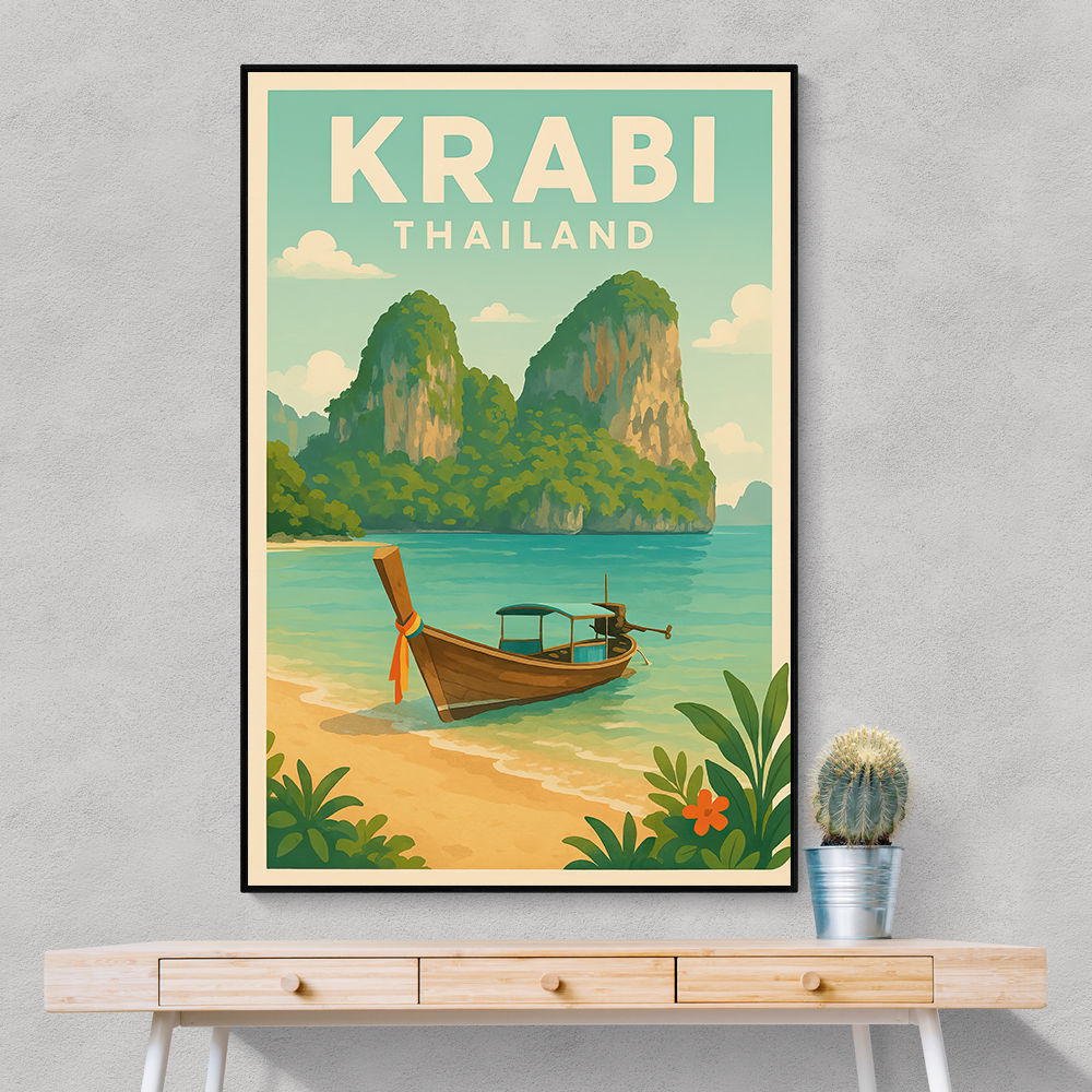 Krabi Thailand Travel Poster 1  Wall Art