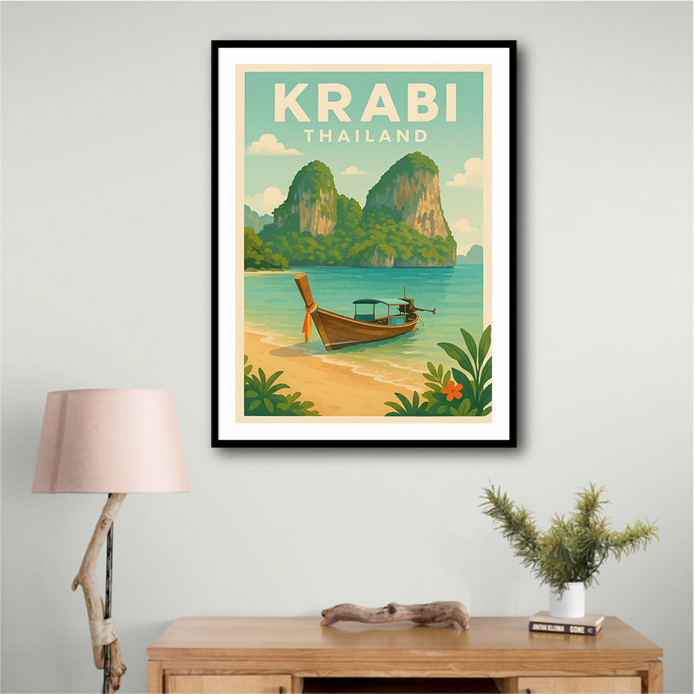 Krabi Thailand Travel Poster 1  Wall Art