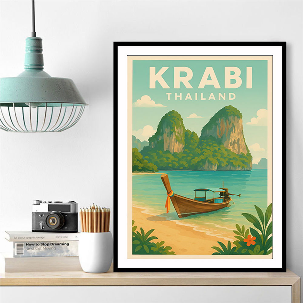 Krabi Thailand Travel Poster 1  Wall Art