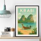 Krabi Thailand Travel Poster 1  Wall Art