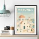 Mykonos Travel Poster 1 Wall Art