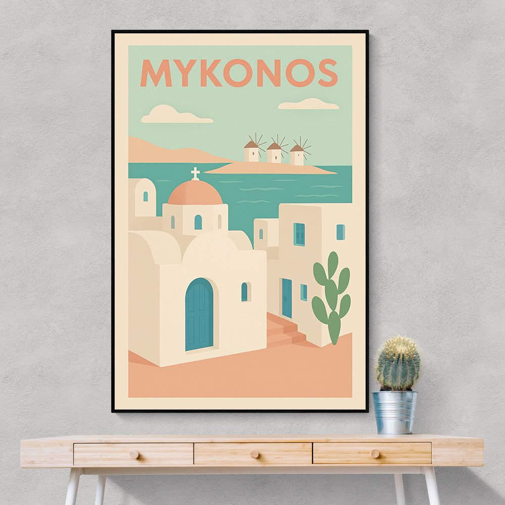 Mykonos Travel Poster Wall Art