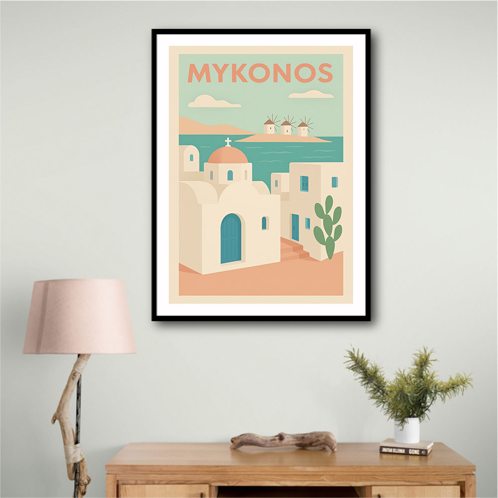 Mykonos Travel Poster Wall Art