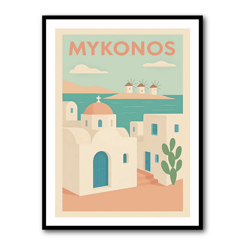 Mykonos Travel Poster Wall Art
