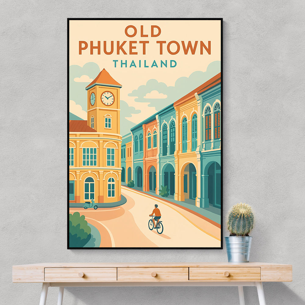 Old Town Phuket Thailland Travel Poster 1 Wall Art