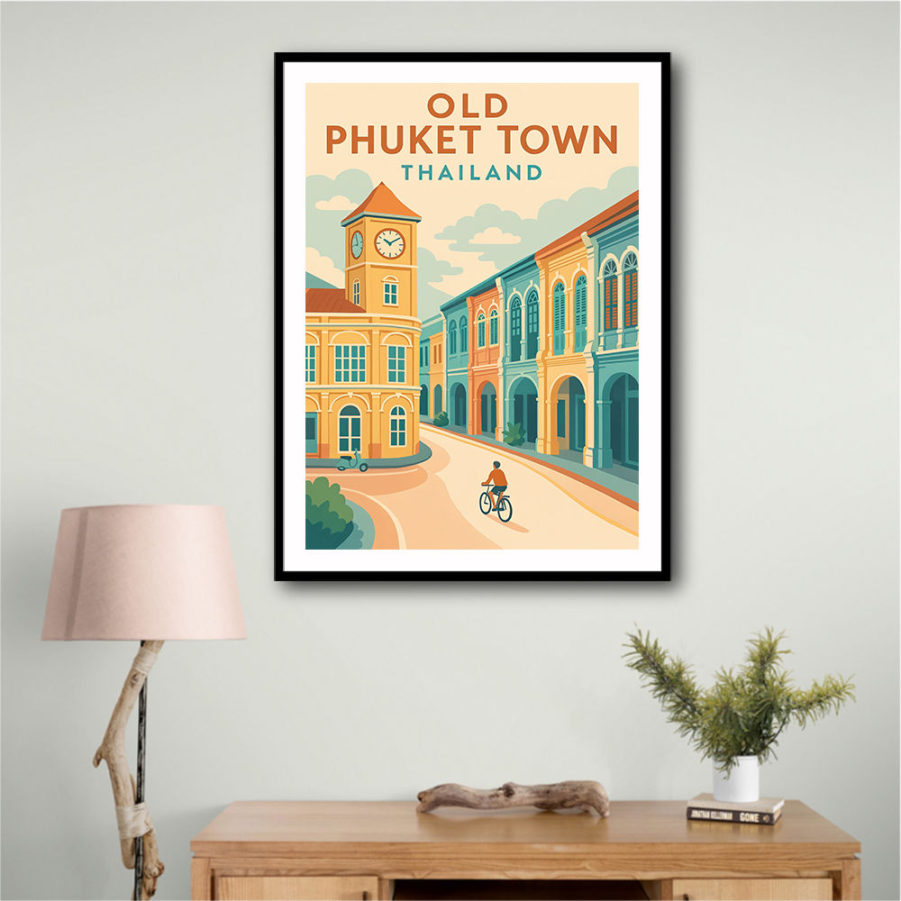 Old Town Phuket Thailland Travel Poster 1 Wall Art