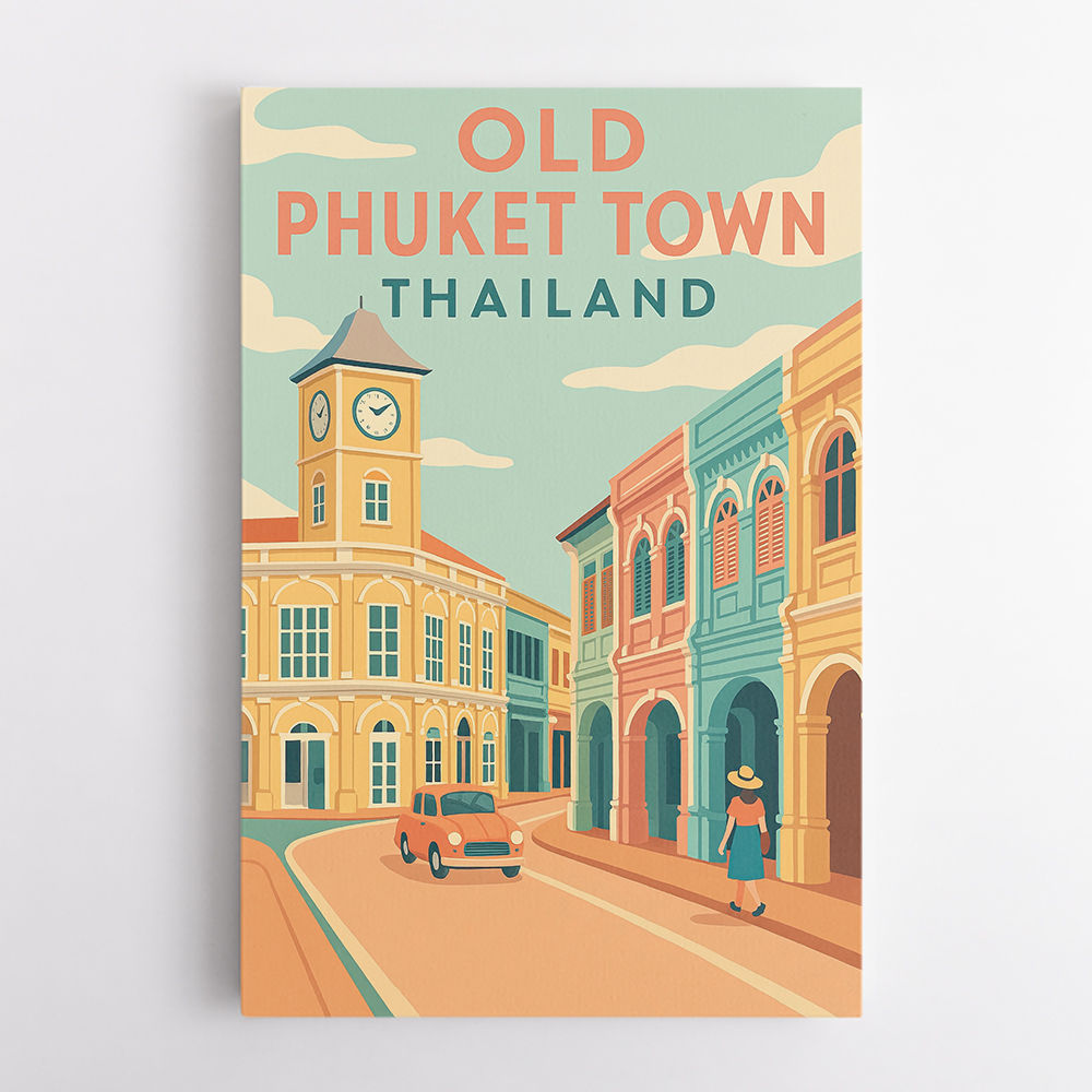 Old Town Phuket Thailland Travel Poster Wall Art