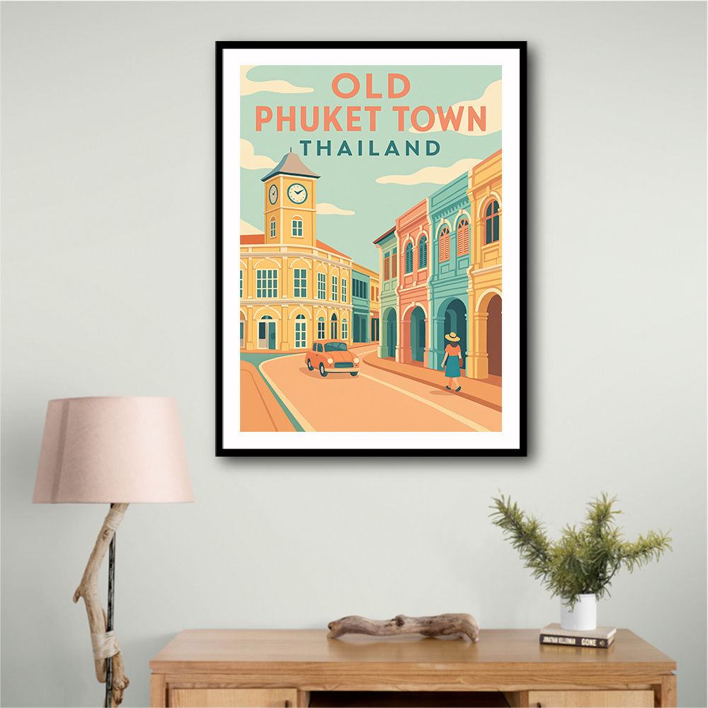 Old Town Phuket Thailland Travel Poster Wall Art