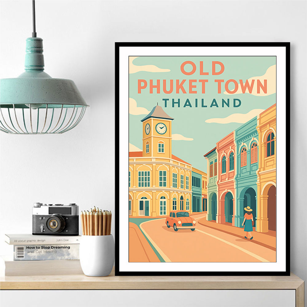 Old Town Phuket Thailland Travel Poster Wall Art