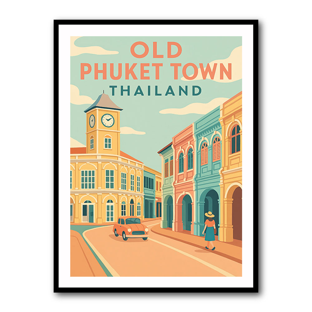 Old Town Phuket Thailland Travel Poster Wall Art