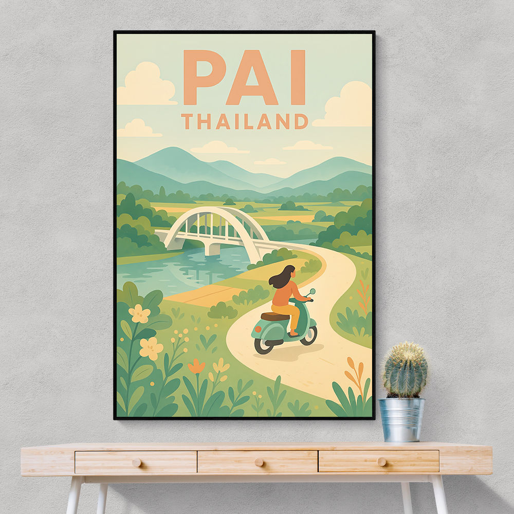 Pai Thailand Travel Poster 1 Wall Art