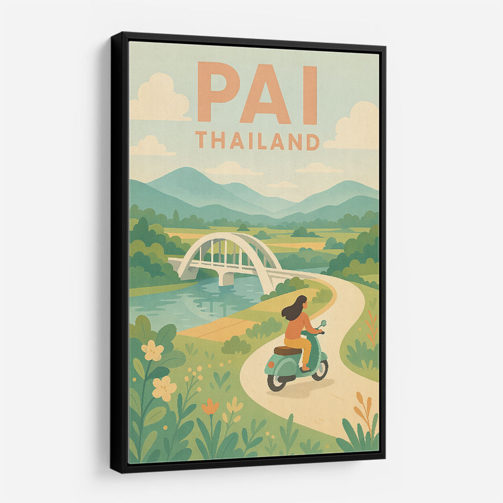 Pai Thailand Travel Poster 1 Wall Art