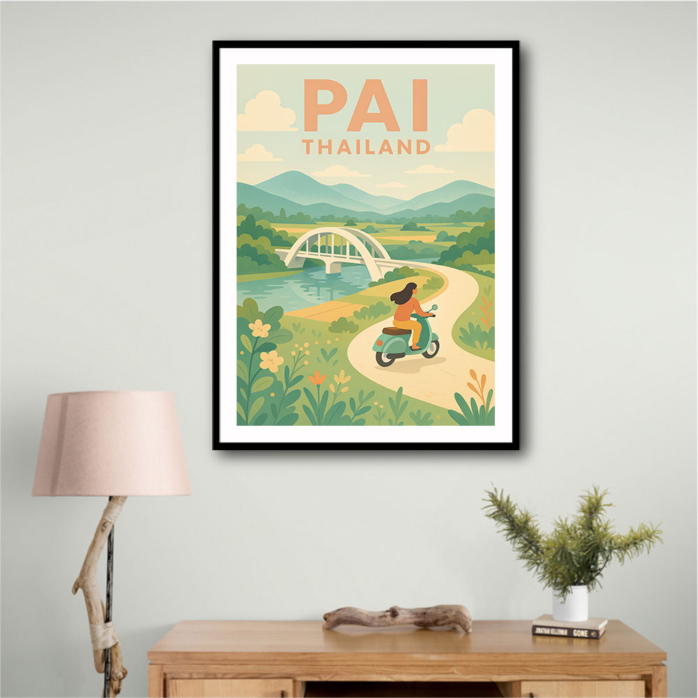 Pai Thailand Travel Poster 1 Wall Art