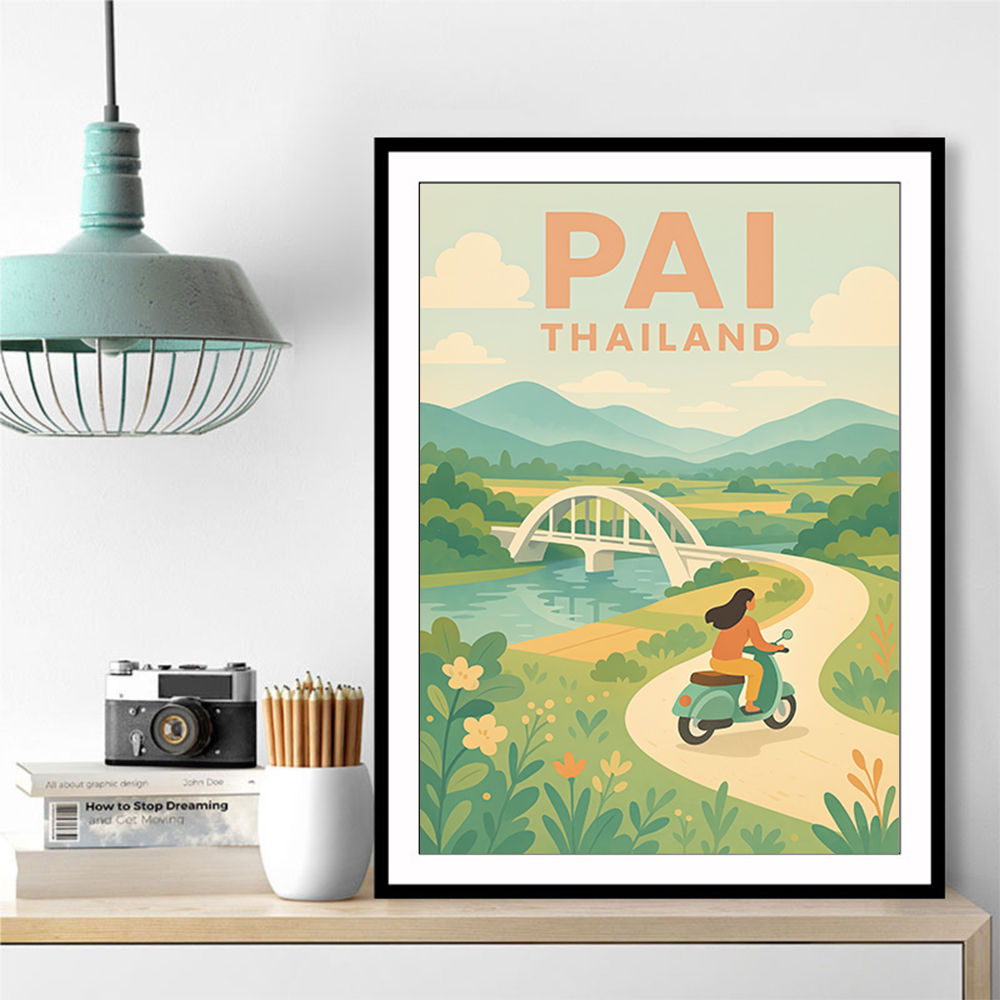 Pai Thailand Travel Poster 1 Wall Art