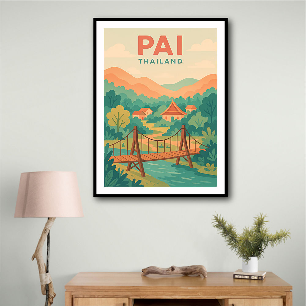 Pai Thailand Travel Poster Wall Art