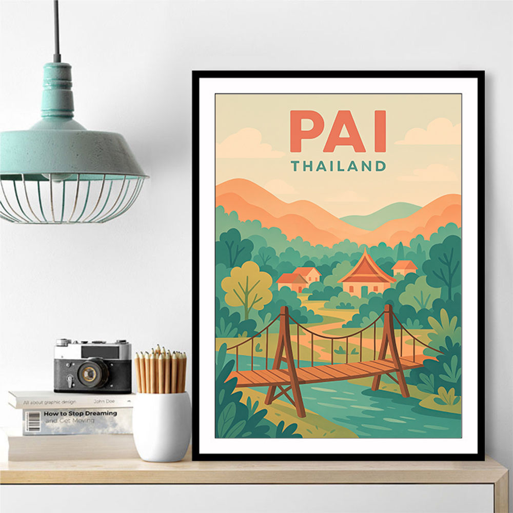 Pai Thailand Travel Poster Wall Art
