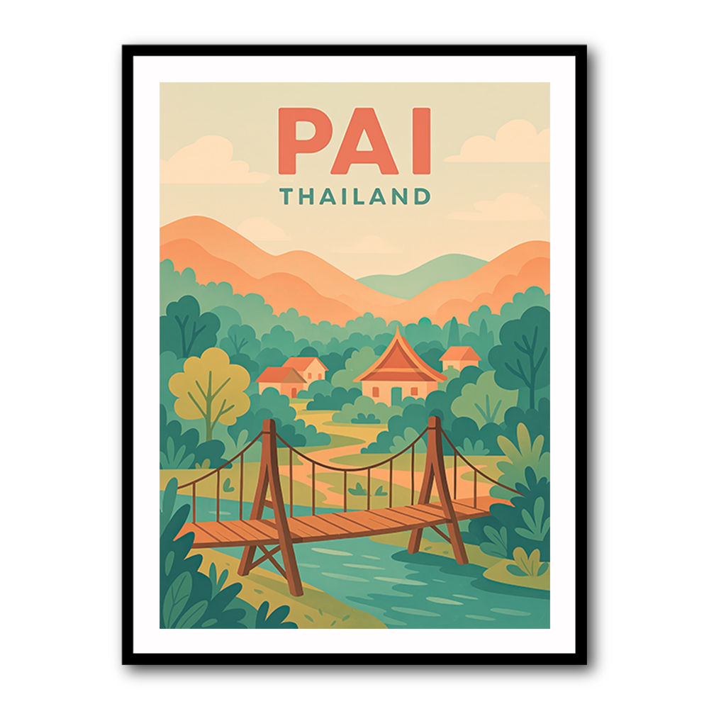Pai Thailand Travel Poster Wall Art