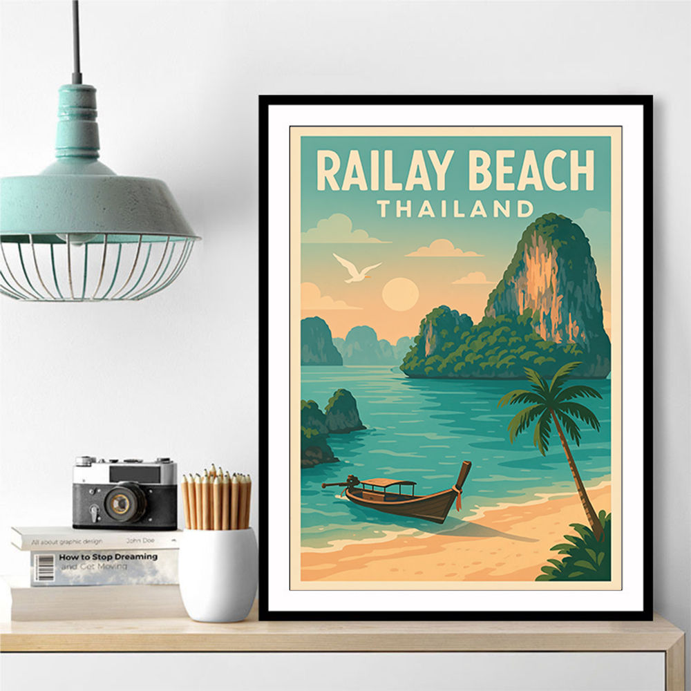 Railay Beach Thailand Travel Poster 1 Wall Art